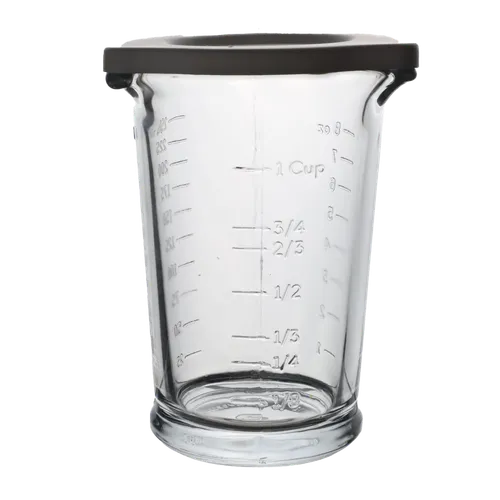 Clear Glass 3 Spout Cylinder Measuring Cup With Lid