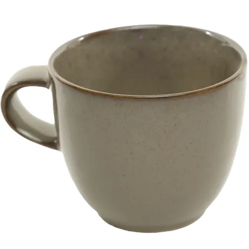 Chocolate Brown Rim On Warm Grant Beige Mug 