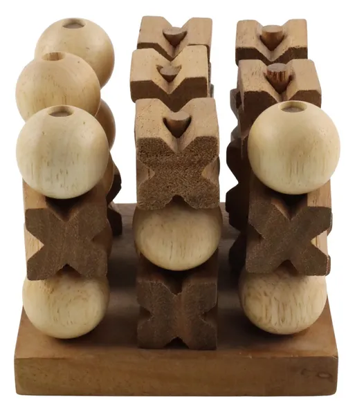 Wood Desktop 3 Dimensional Tic Tac Toe Game