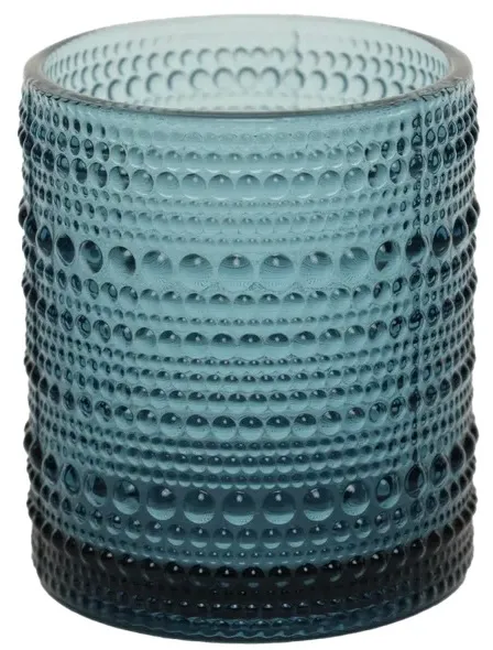 Blue Drinking Glass With Pebbled Relief Low Ball