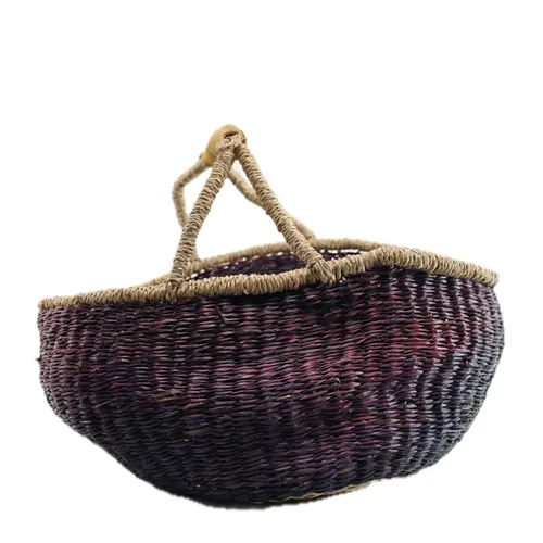 Dried Natural Grass Handled Indigo Basket