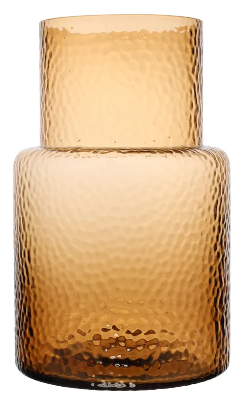 Clear Dimpled Amber Glass Vase