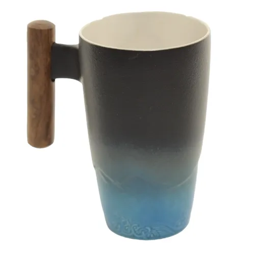 Dark Night On The Ocean Mug With Wood Handle
