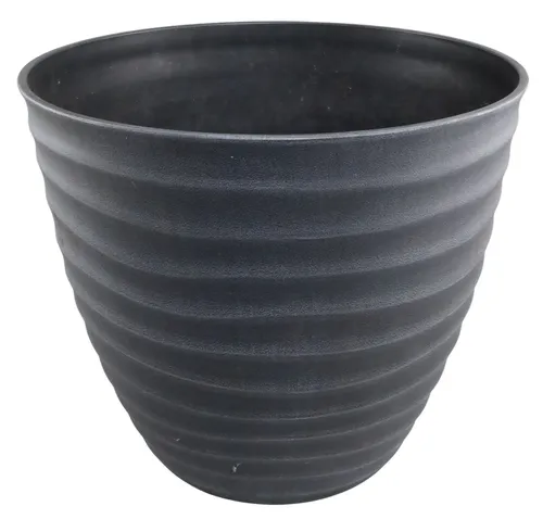 Black Ribbed Fibreglass Plant Pot