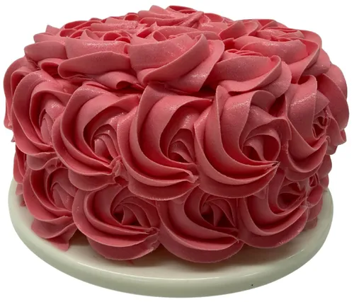 Artificial Pink Rosette Cake
