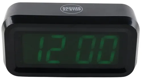 Black Alarm Clock With Green Digital Display