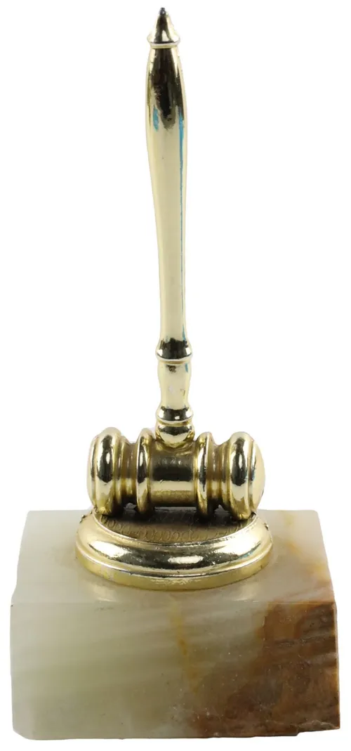 Brass Gavel On Marble Base Award Trophy