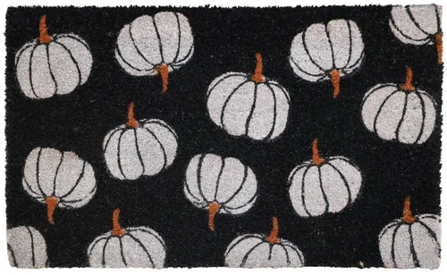 Black & White Pumpkin Door Mat