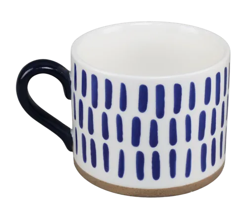 White With Blue Abstract Dash Mug