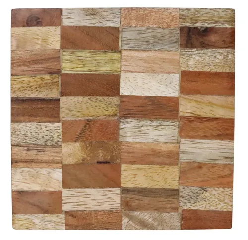 Square Wood Checkered Coaster