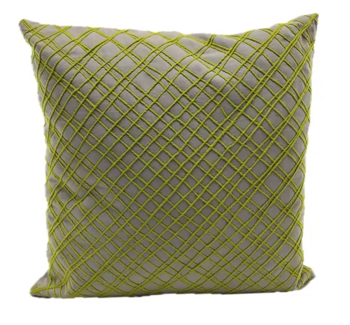 Green Limerick Fishnet Pattern With Grey Throw Pillow