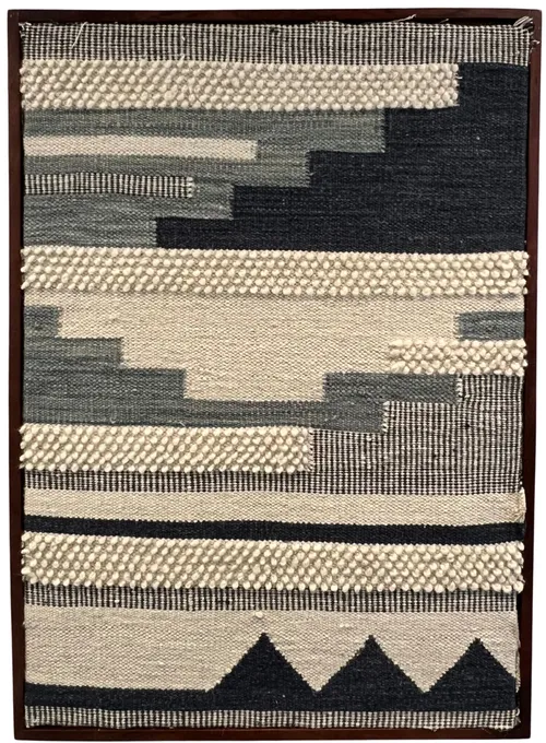 Blue & Grey Textile In Wood Frame