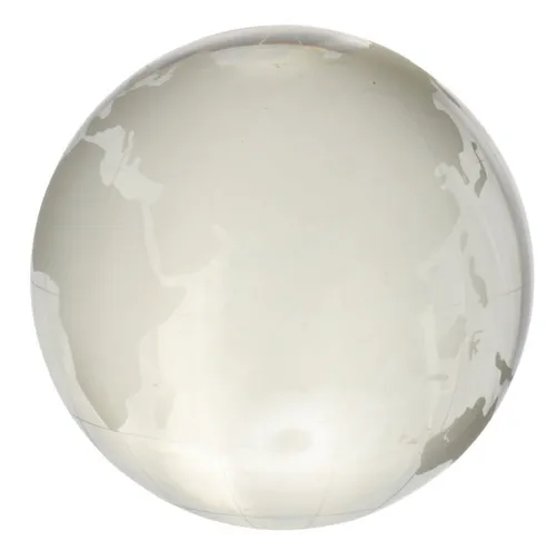 Etched Clear Glass World Paperweight
