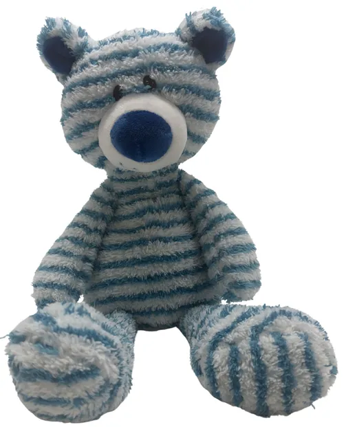 Blue & White Striped Stuffed Bear Plush
