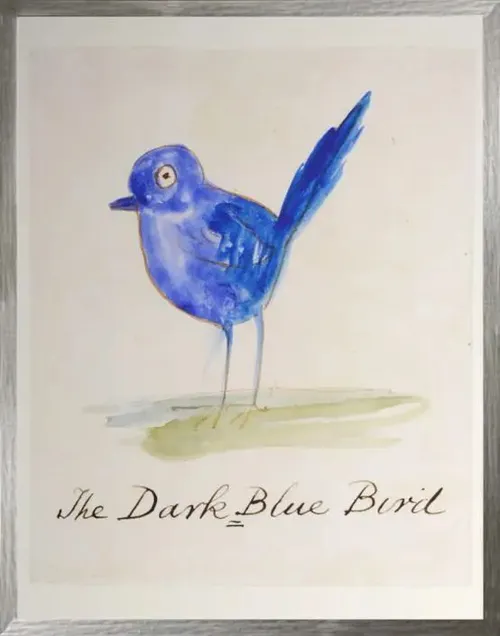 The Dark Blue Bird With Silver Frame