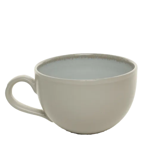 Beige With Blue Glazed Interior Teacup