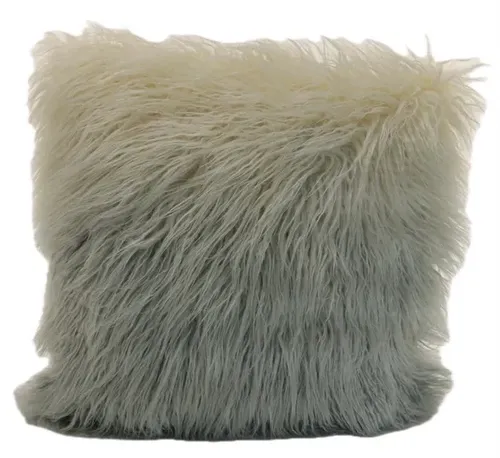 White & Baby Blue Fade Faux Fur Throw Pillow