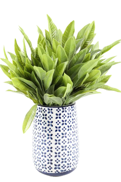 Artificial Mandarin Orange Plant In White & Blue Ceramic Pot