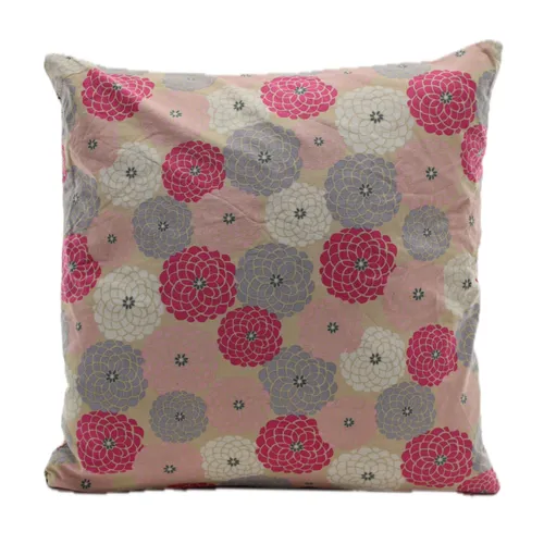 Fuchsia & Grey Hydrangia's With Pink & Green Stripe Back Throw Pillow