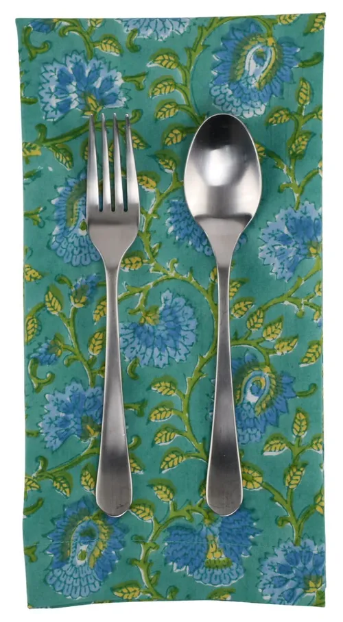 Teal With Blue Floral Print Napkin