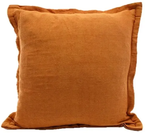 Muted Orange Linen Throw Pillow