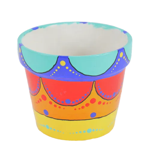 Rainbow Arches Painted Terra-cotta Plant Pot
