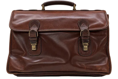 Distressed Dark-Brown Vintage Leather Briefcase/Satchel 