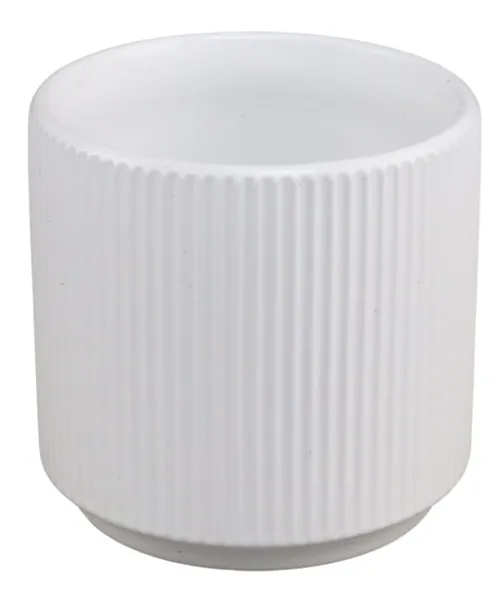 White Vertical Stripe Ceramic Plant Pot - Small