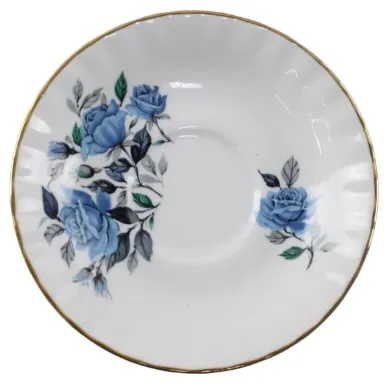 White With Blue Roses Porcelain Saucer