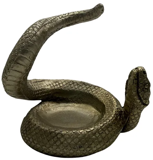 Gold Ceramic Snake Candle Holder
