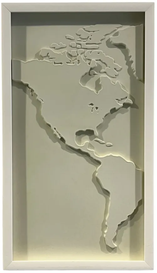 White World Map I In White Frame