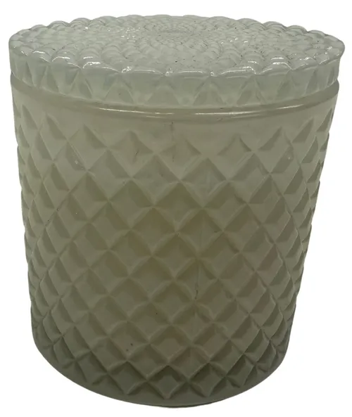 White  Diamond Geometric Facetted Glass Jar Candle With Lid