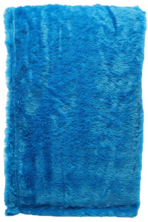Neon Blue Low Pile Faux Fur Throw Blanket