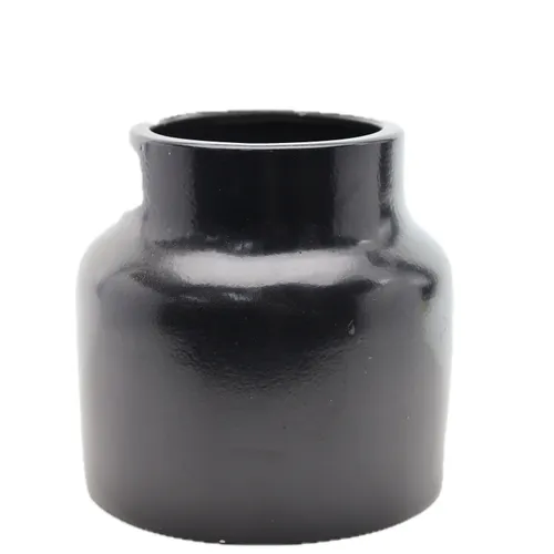 Glossy Black Big Mouth Ceramic Vase