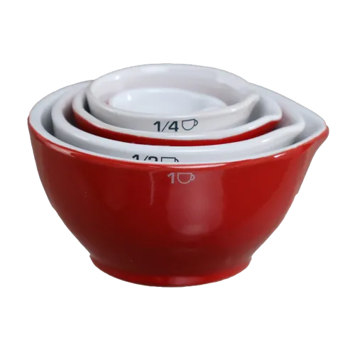 Red & White 5 Piece Measuring Cup Set