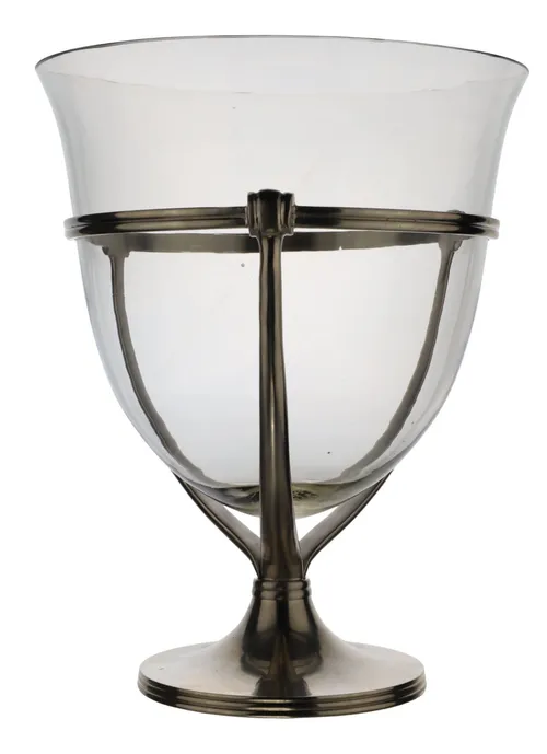 Clear Glass Ice Bucket With Metal Pedestal Stand