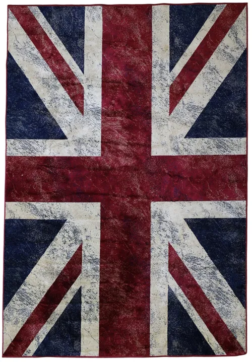 Distressed Union Jack Flag Area Rug 5'3