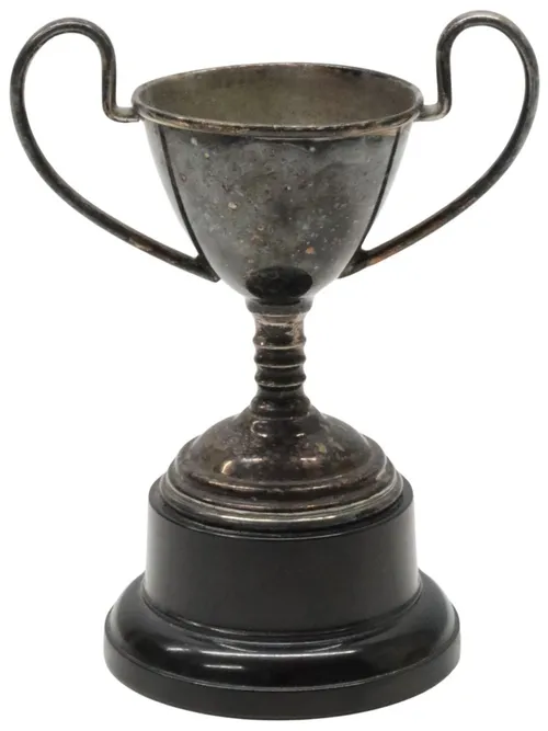 Vintage Miniature Trophy Cup On Black Base - H