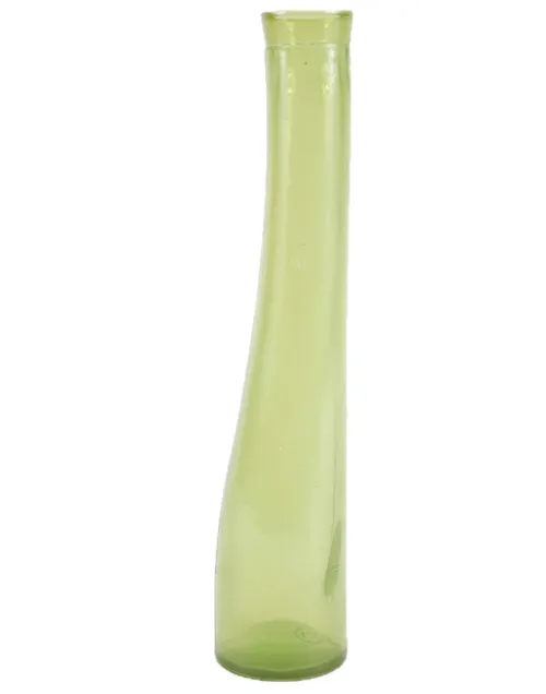 Tall Skinny Sloping Green Glass Vase