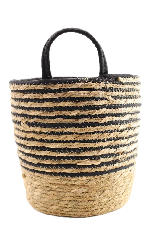 Black Stripes Natural Grasses Basket
