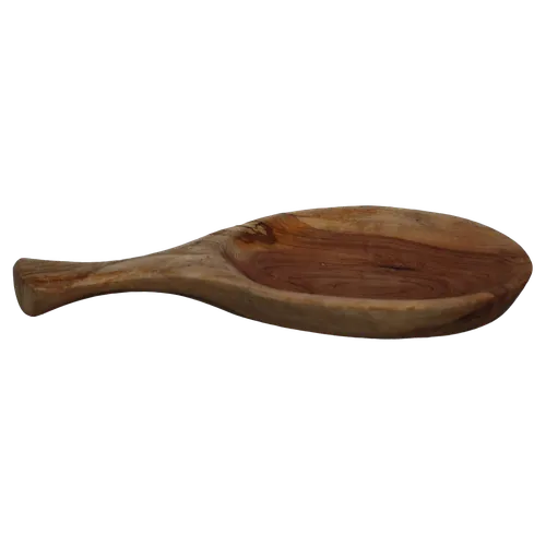 Shallow Handle Wood Serving Bowl