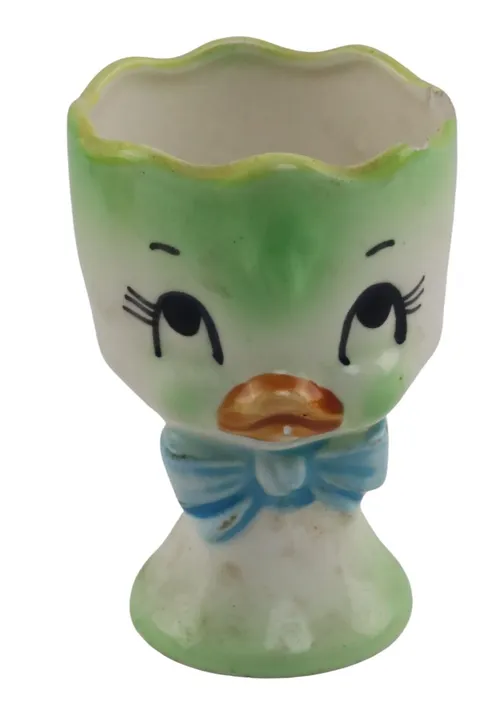 Vintage Ceramic Green Chick Egg Cup