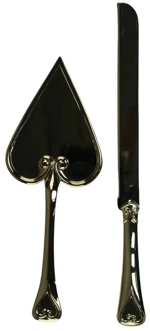 Gold Heart Cake Lifter & Knife Set