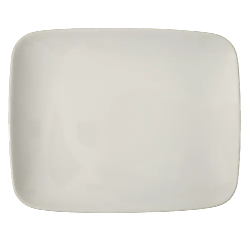 White Ceramic Square Platter With Rounded Edges
