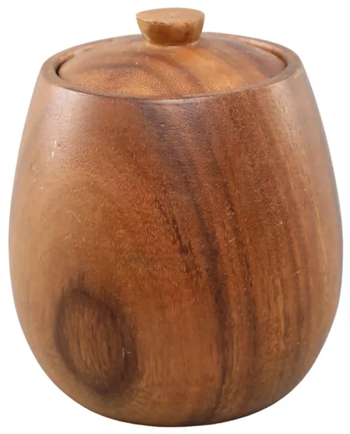 Walnut Wood Canister With Lid - Medium