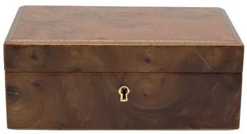 Burl Wood Veneer Jewellery Box With Keyhole