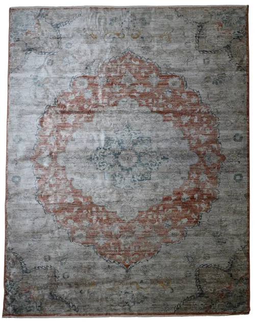 Beige & Coral Farren Distressed Area Rug 7'10