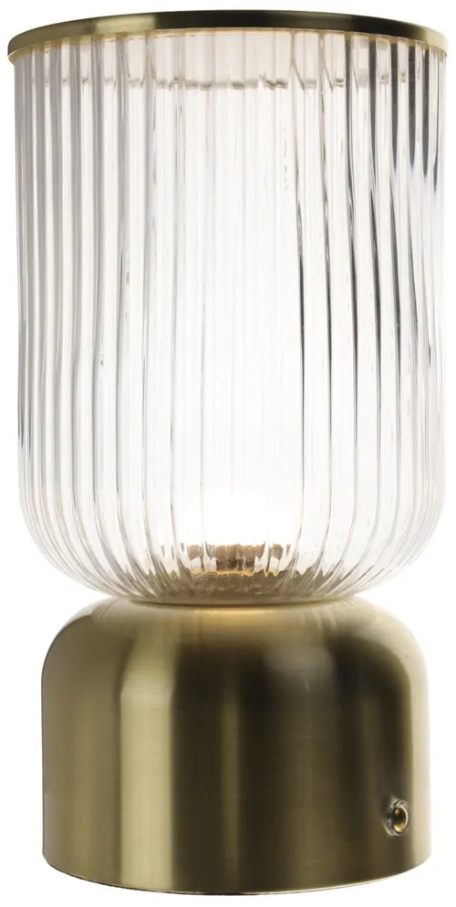 Gold & Glass Small Ribbed Drum Table Lamp
