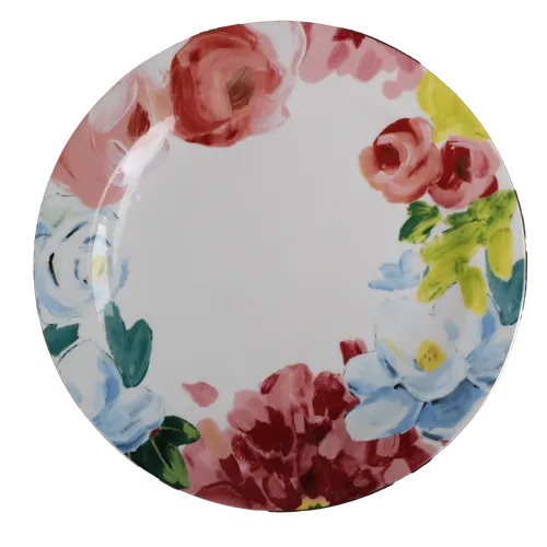 Bright Painted Floral Plate