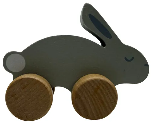 Grey Wood Rabbit Push Toy